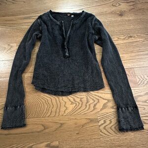 Free People | Women's Colt Thermal Black Long Sleeve Top